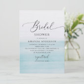 Blue Coastal Bridal Shower | Watercolor Beach Einladung (Stehend Vorderseite)