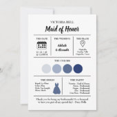 Blue Coastal Bridesmaid Information Card Einladung (Vorderseite)