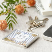 Blue Coastal Chic Blue Stripes Schlüsselanhänger (Seite)