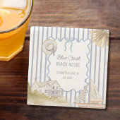 Blue Coastal Chic Blue Stripes Steinuntersetzer