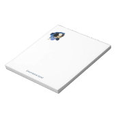 Blue Coastal Floral Japandi Minimalistisch Notizblock (Rotiert)