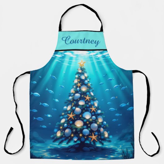 Blue Coastal Holiday Tree All-over Print-Schürze Schürze (Vorderseite)