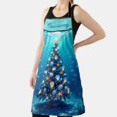 Blue Coastal Holiday Tree All-over Print-Schürze Schürze (InSitu)