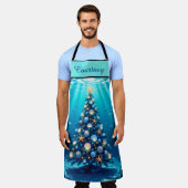 Blue Coastal Holiday Tree All-over Print-Schürze Schürze (Getragen)