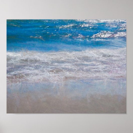 Blue Coastal Ocean Waves Tropical Art Poster (Vorne)