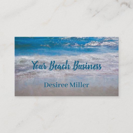 Blue Coastal Ocean Waves Tropical Art Visitenkarte (Vorderseite)