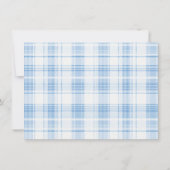 Blue Coastal Plaid Pattern Monogram Mitteilungskarte (Rückseite)