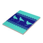 Blue Coastal Sandpiper Bird Stripes Fliese (Seite)