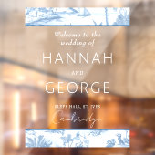 Blue Coastal Toile Hochzeit Begrüßungszeichen Mirr Fensteraufkleber (Blatt 2)