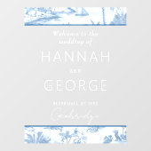 Blue Coastal Toile Hochzeit Begrüßungszeichen Mirr Fensteraufkleber (Blatt)