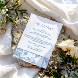 Blue Coastal Toile Hochzeitskarte Begleitkarte