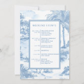 Blue Coastal Toile Hochzeitsprogramm Begrüßungskar Einladung (Rückseite)