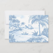 Blue Coastal Toile Wedding RSVP Antwortkarte (Rückseite)