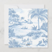 Blue Coastal Toile Wedding Save the Date Card Feiertagskarte (Rückseite)