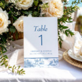 Blue Coastal Toile Wedding Tischnummer