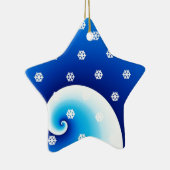 Blue Coastal Waves Weihnachten Keramikornament (Rechts)
