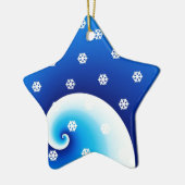 Blue Coastal Waves Weihnachten Keramikornament (Links)