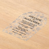 Blue Coastal Wedding Acryleinladungen (Ablage )