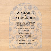 Blue Coastal Wedding Acryleinladungen (Vorderseite)