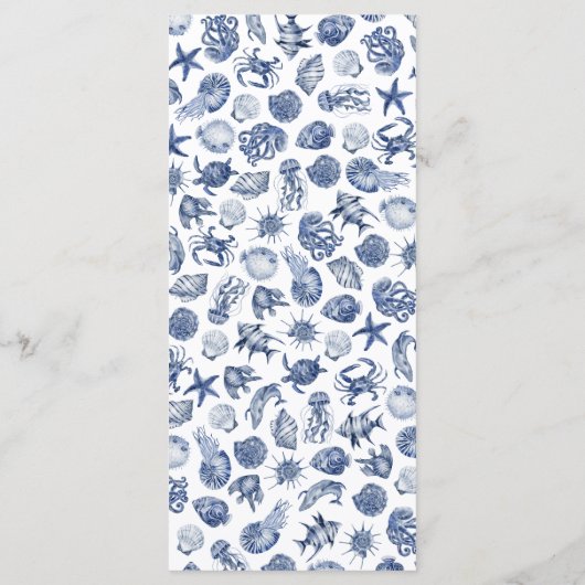 Blue Coastal Wedding Menükarte (Rückseite)