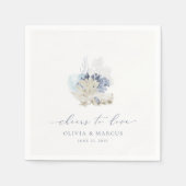 Blue Coastal Wedding Napkins Beach Seashell Serviette (Vorderseite)