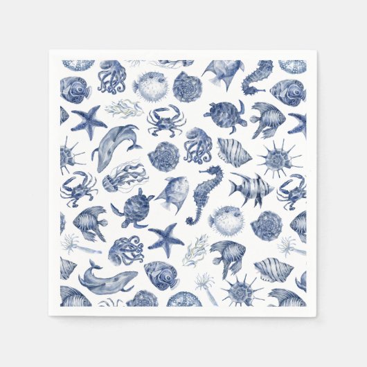 Blue Coastal Wedding Paper Napkin Serviette (Vorderseite)