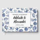 Blue Coastal Wedding Reception Guest Book Gästebuch (Vorderseite)