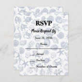 Blue Coastal Wedding Response Card RSVP Karte (Vorne/Hinten)