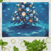 Blue Coastal Weihnachtsküche Handtuch (Gefaltet)