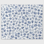 Blue Coastal Wrapping Paper Flat Sheet Set of 3 Geschenkpapier (Flach)