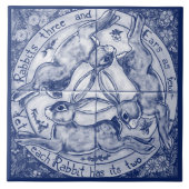 Blue Cobalt Rabbit Hare Trio Four Seasons Fliese (Vorderseite)