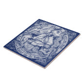 Blue Cobalt Rabbit Hare Trio Four Seasons Fliese (Seite)