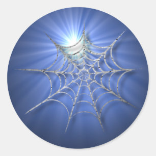 Blue Cobweb Sunburst Stickers für Halloween
