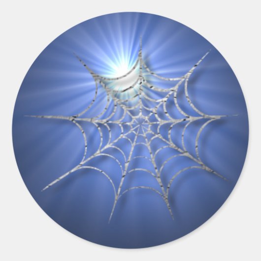 Blue Cobweb Sunburst Stickers für Halloween (Vorderseite)