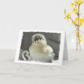 Blue Cochin Chick in a Teacup All Chance Karte (Gelbe Blume)
