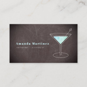 Blue Cocktail Barkeeper Mixologist Chalkboard Visitenkarte