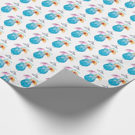 Blue Cocktail Drinks On White Geschenkpapier (Ecke)