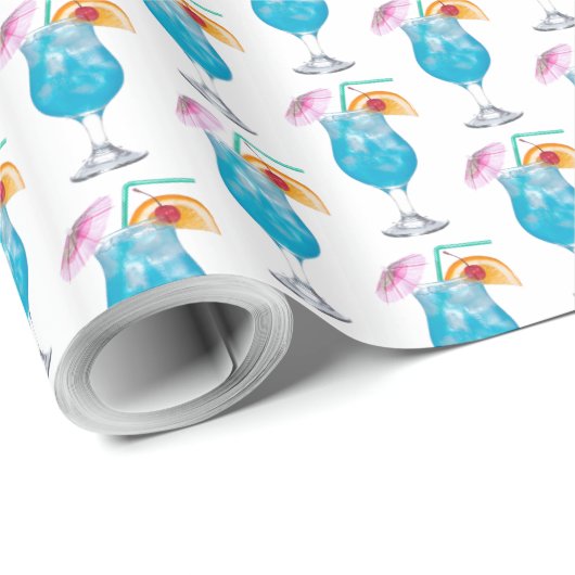 Blue Cocktail Drinks On White Geschenkpapier (Rolleneckpunkt)