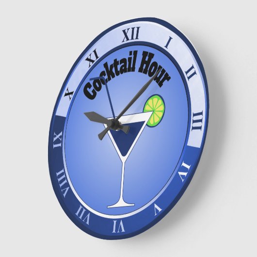 Blue Cocktail Hour Bar Clock Große Wanduhr (Winkel)