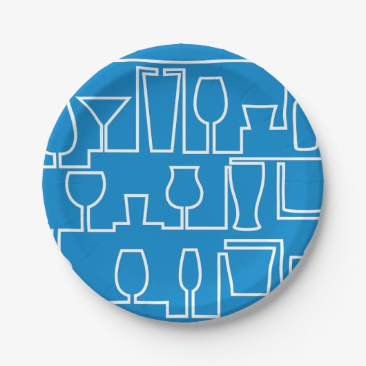 Blue Cocktail Party Pappteller (Vorderseite)