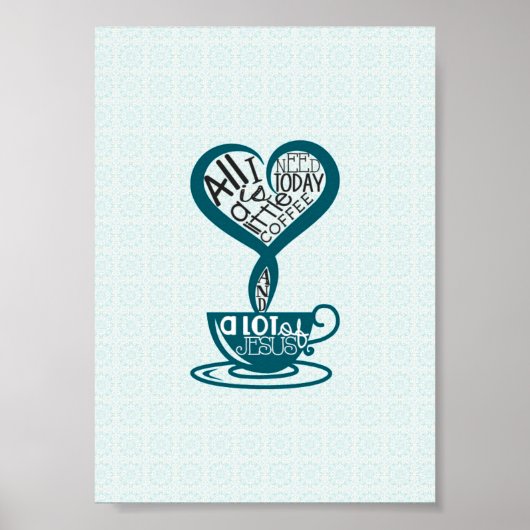 Blue Coffee and Jesus Poster 5"x7" (Vorne)