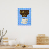 Blue Coffee Art Print, Retro Nostalgischer Kaffee Poster (Küche)