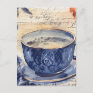 Blue Coffee Collage Postkarte