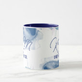 Blue Coffee Tasse Mit Monogramm Watercolor Bluish (Zentrum)