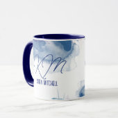 Blue Coffee Tasse Mit Monogramm Watercolor Bluish (Vorderseite Links)