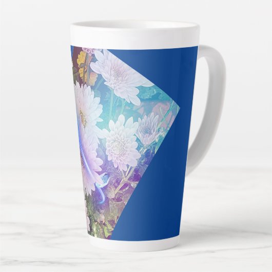 Blue Coffee Tasse mit White Daisy Blume (Rechte Ecke)