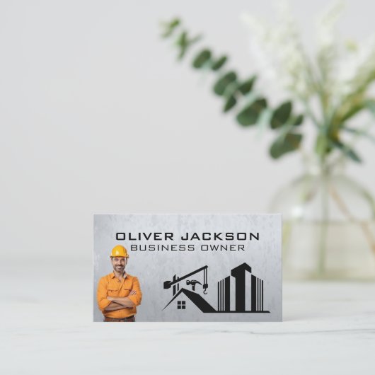Blue Collar Construction Worker | Builderplatz Visitenkarte (Stehend Vorderseite)