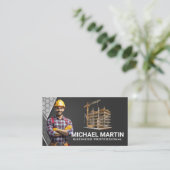 Blue Collar Worker | Baustelle Gebäude Visitenkarte (Stehend Vorderseite)