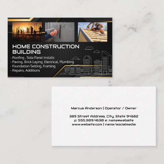 Blue Collar Workers | General Contractor Visitenkarte (Vorne/Hinten)