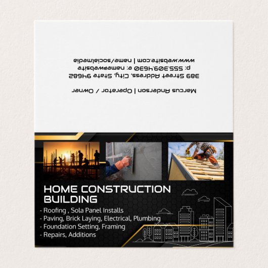 Blue Collar Workers | General Contractor Visitenkarten (Außenseite Aufgefaltet)